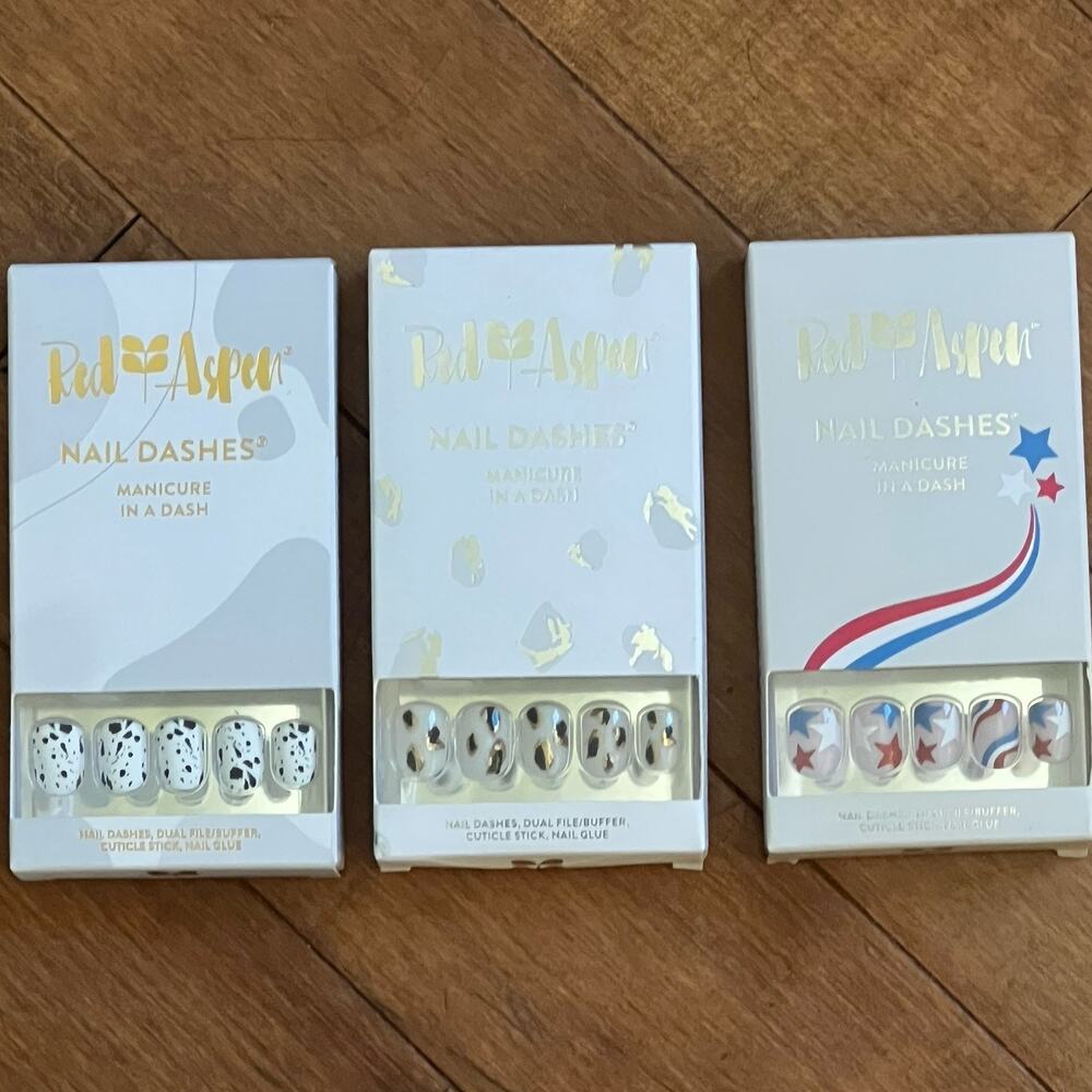 Red Aspen Press On Nails Dez, Short Square 3 Brand NEW Full Sets Fast shipping